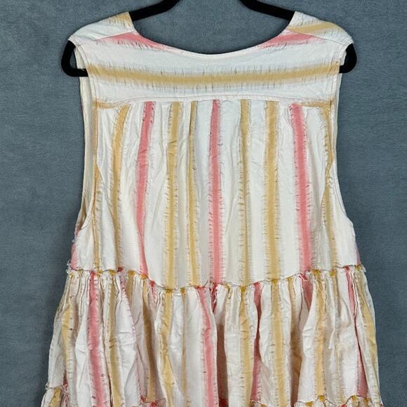 Free People Dress Womens Medium Pink Babydoll Tiered Boho Beach Whimsy Fairy - Picture 5 of 13